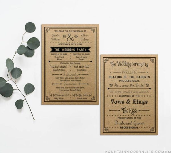 Vintage DIY Wedding Program