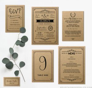 Printable DIY Vintage Wedding Invitation Set