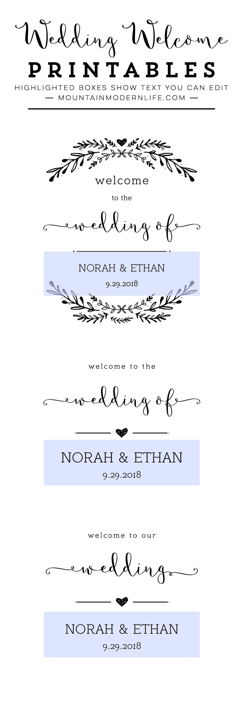 Welcome to our Wedding Printable Signs