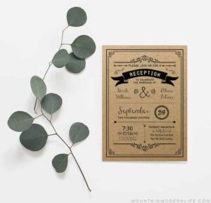 Black Rustic DIY Reception Only Invitation