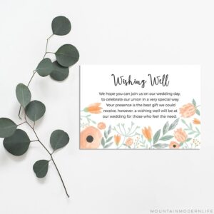 Floral Peach DIY Wishing Well Card Template